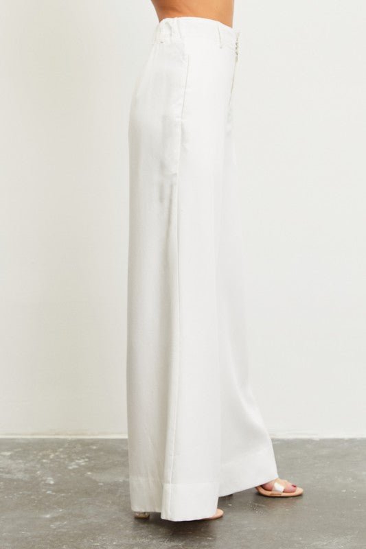 White High Waist Elastic Back Pants - STYLED BY ALX COUTUREPANTS