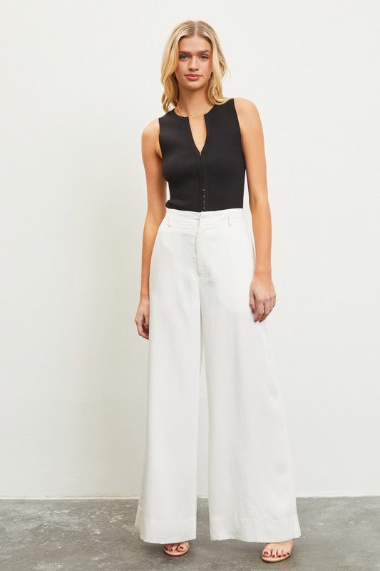 White High Waist Elastic Back Pants - STYLED BY ALX COUTUREPANTS