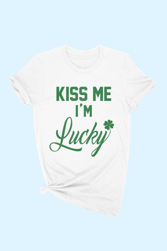 White Kiss Me I'm Lucky Tee - STYLED BY ALX COUTUREShirts & Tops