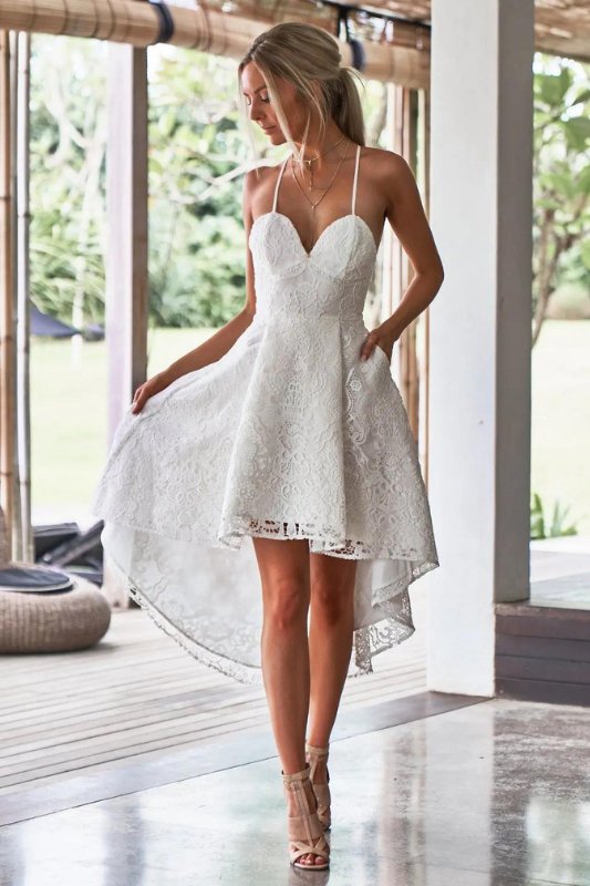 White Lace High Low Dress - STYLED BY ALX COUTUREDresses