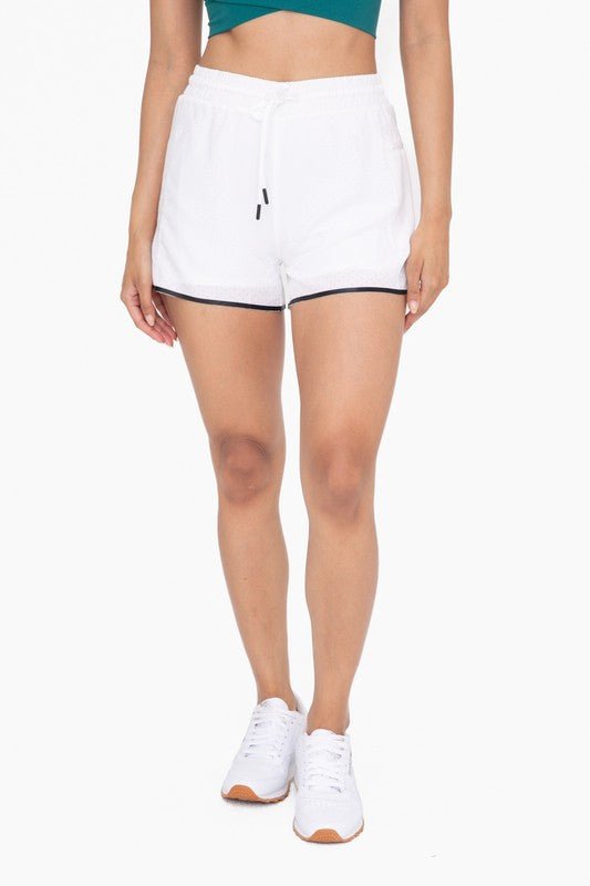 White Laser Cut Tennis Shorts - STYLED BY ALX COUTURESHORTS