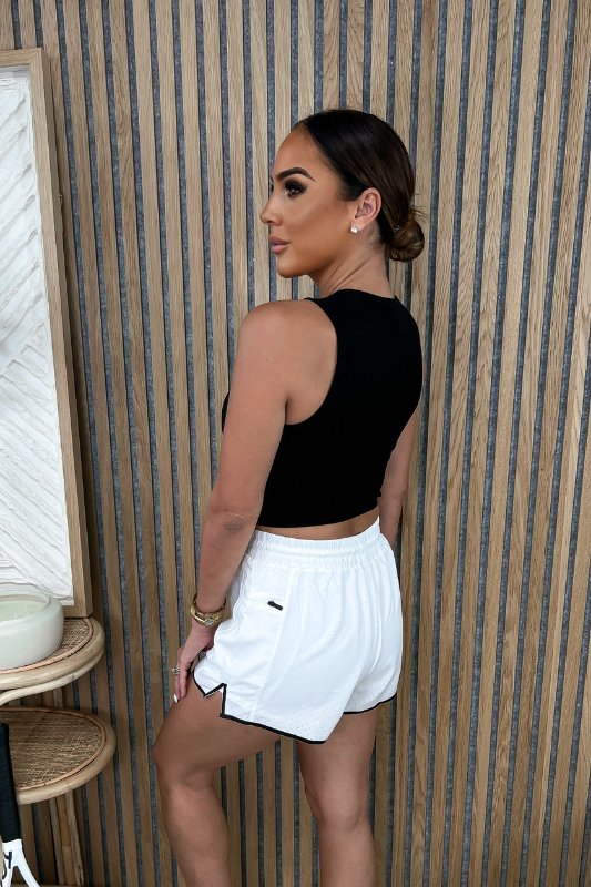 White Laser Cut Tennis Shorts - STYLED BY ALX COUTURESHORTS