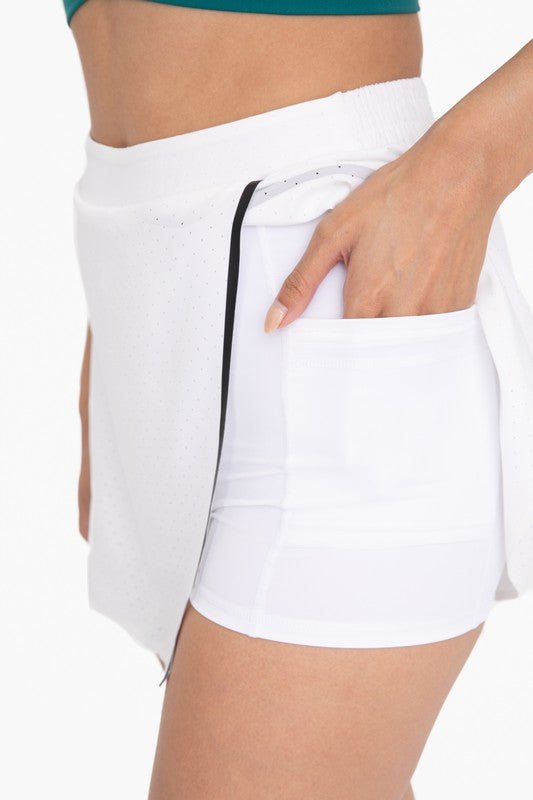 White Laser Cut Tennis Skort - STYLED BY ALX COUTURESKORTS