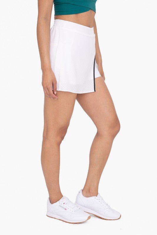 White Laser Cut Tennis Skort - STYLED BY ALX COUTURESKORTS