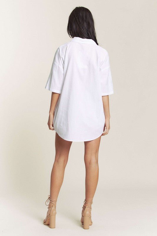 White Linen Button Down Shirt Shorts Set - STYLED BY ALX COUTUREOutfit Sets