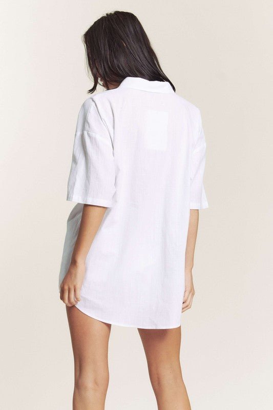 White Linen Button Down Shirt Shorts Set - STYLED BY ALX COUTUREOutfit Sets