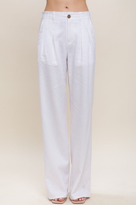 White Linen Tailored Wide Leg Pants - STYLED BY ALX COUTUREPANTS