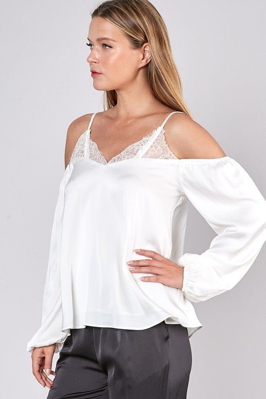 White Long Sleeve Off the Shoulder Top - STYLED BY ALX COUTURETOPS