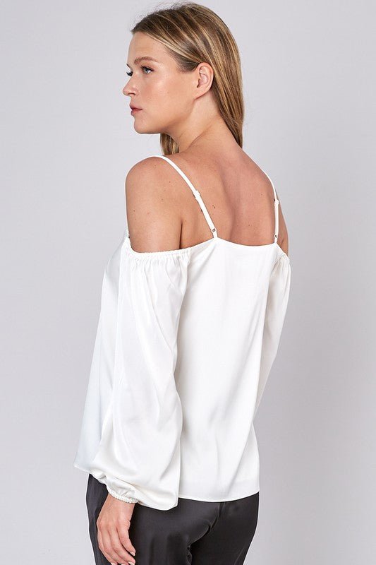 White Long Sleeve Off the Shoulder Top - STYLED BY ALX COUTURETOPS