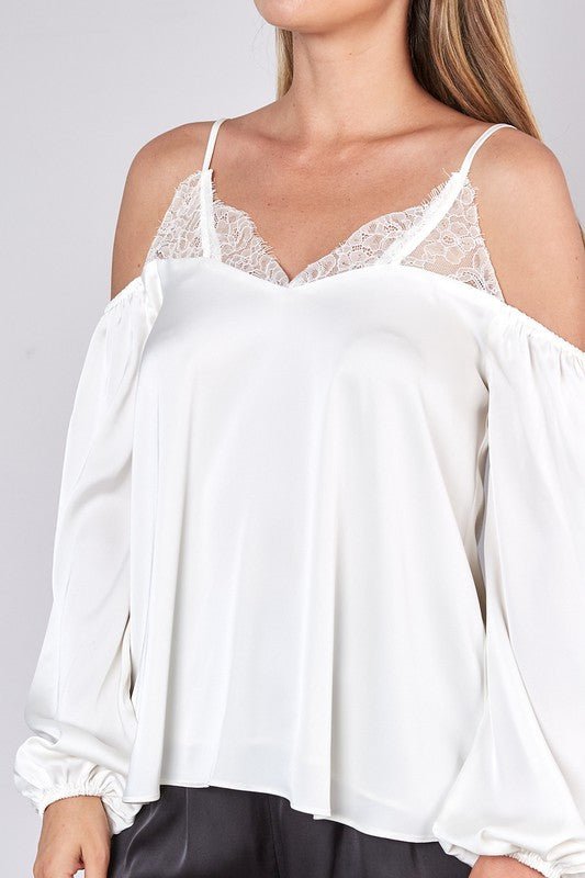 White Long Sleeve Off the Shoulder Top - STYLED BY ALX COUTURETOPS