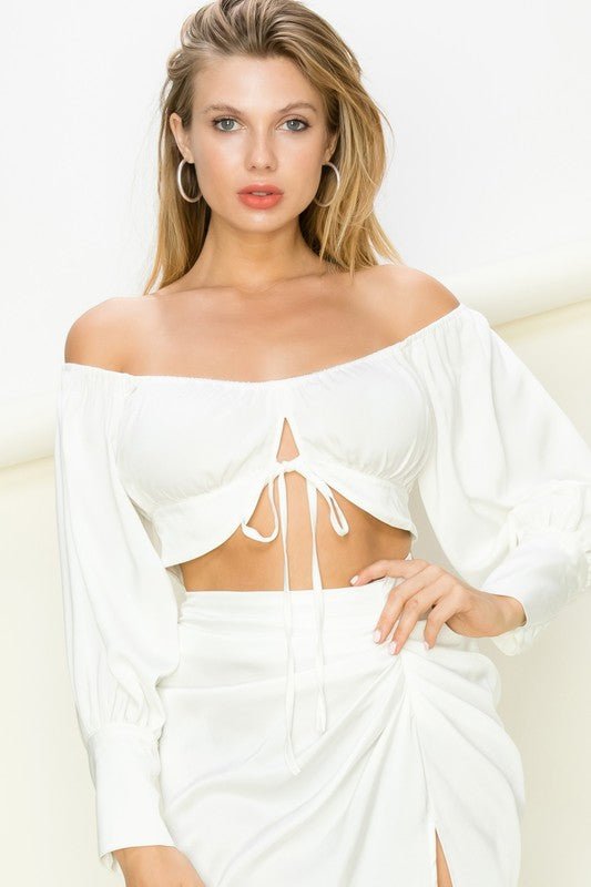 White Love Off Shoulder Crop Top - STYLED BY ALX COUTUREOutfit Sets