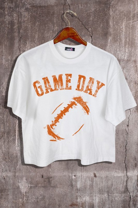 White Orange Game Day Crop Graphic Tee - STYLED BY ALX COUTUREShirts & Tops