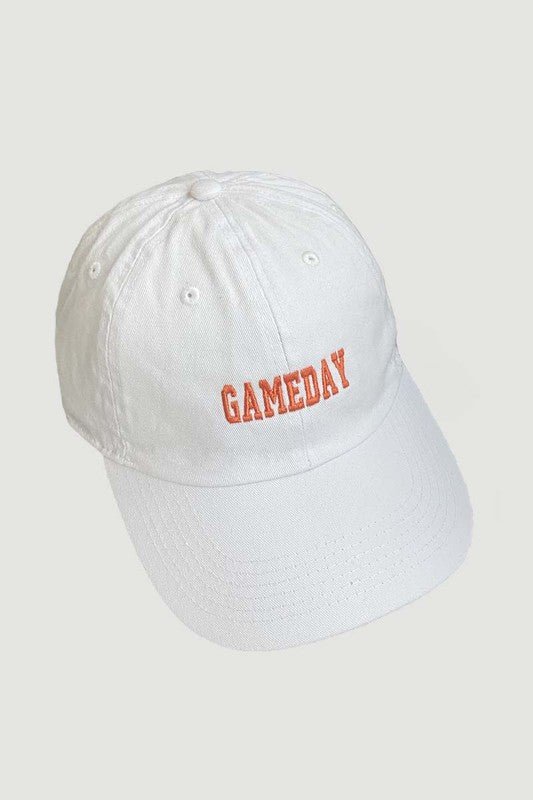 White Orange GAME DAY Embroidery Baseball Cap - STYLED BY ALX COUTUREHATS