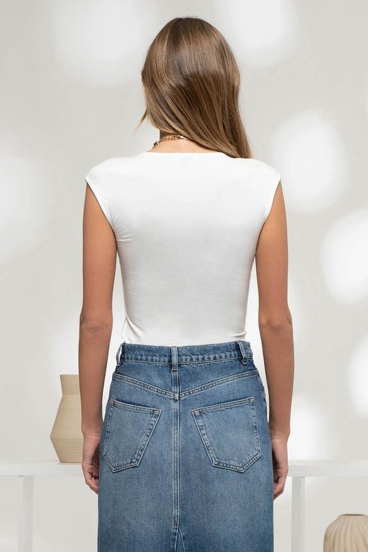 White Reversible Sleeveless Crop Top - STYLED BY ALX COUTUREShirts & Tops