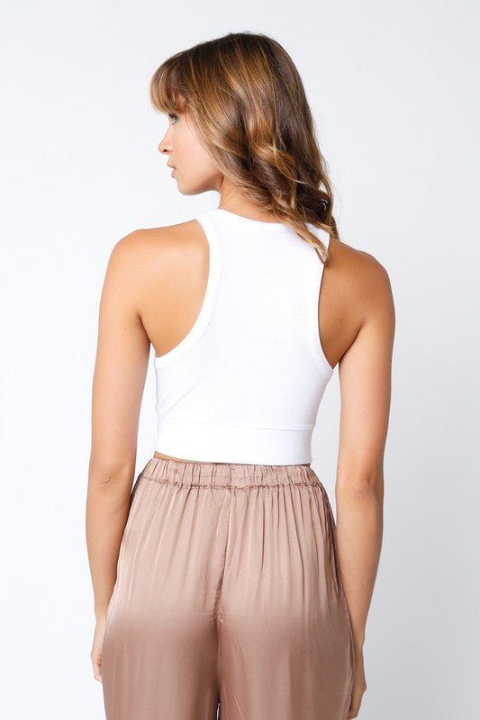 White Ribbed Cropped Tank - STYLED BY ALX COUTUREShirts & Tops