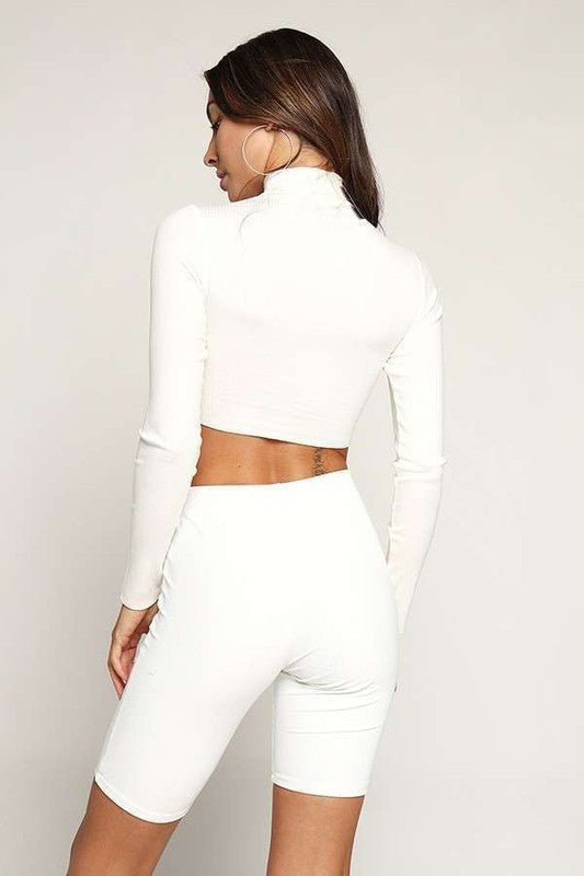 White Ribbed Turtle neck Long sleeve Crop Top - STYLED BY ALX COUTUREShirts & Tops
