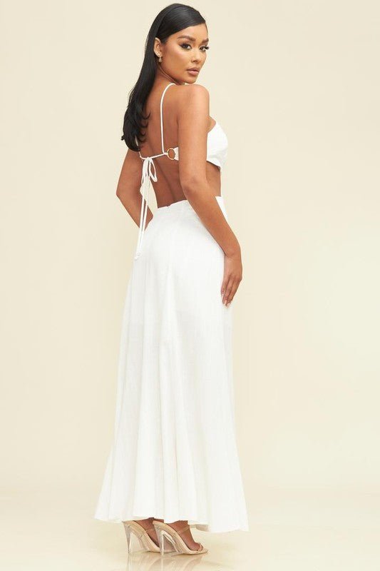 White Ring Linen Maxi Dress - STYLED BY ALX COUTUREDRESS