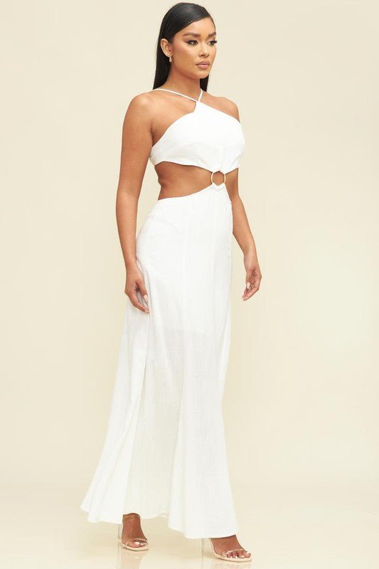 White Ring Linen Maxi Dress - STYLED BY ALX COUTUREDRESS