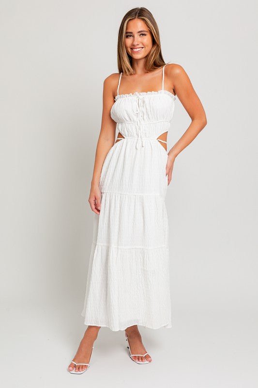 White Spaghetti Ruffle Maxi Dress - STYLED BY ALX COUTUREDRESS