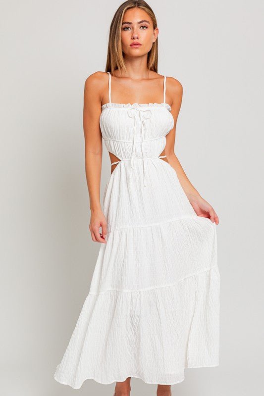 White Spaghetti Ruffle Maxi Dress - STYLED BY ALX COUTUREDRESS