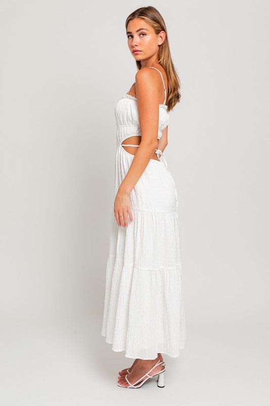 White Spaghetti Ruffle Maxi Dress - STYLED BY ALX COUTUREDRESS