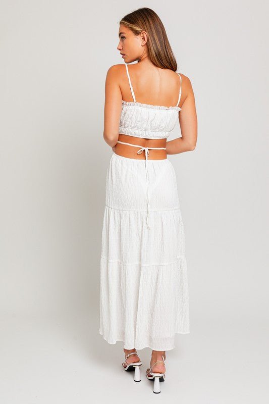 White Spaghetti Ruffle Maxi Dress - STYLED BY ALX COUTUREDRESS