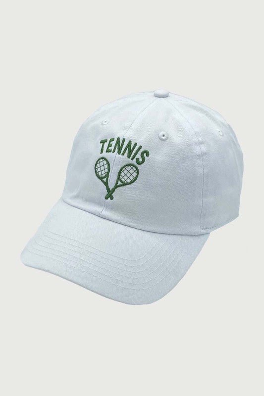 White TENNIS Sporty Embroidery Baseball Cap - STYLED BY ALX COUTUREHAT