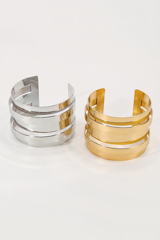 Wide Metal Hollow Out Cuff Bracelet - STYLED BY ALX COUTURE