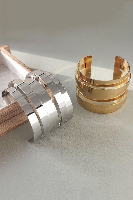 Wide Metal Hollow Out Cuff Bracelet - STYLED BY ALX COUTURE