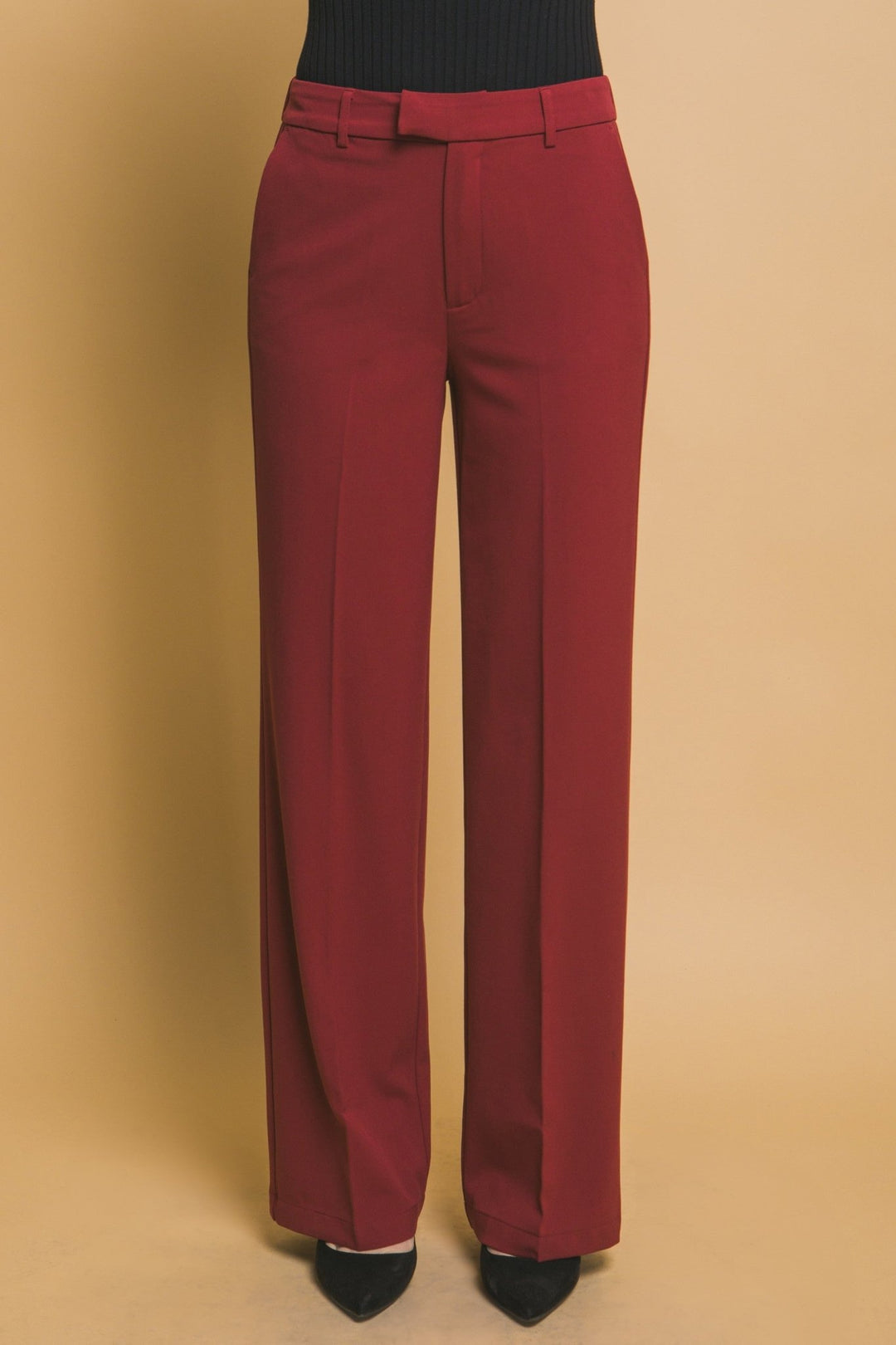 Wine Solid Formal Long Pants - STYLED BY ALX COUTUREPants